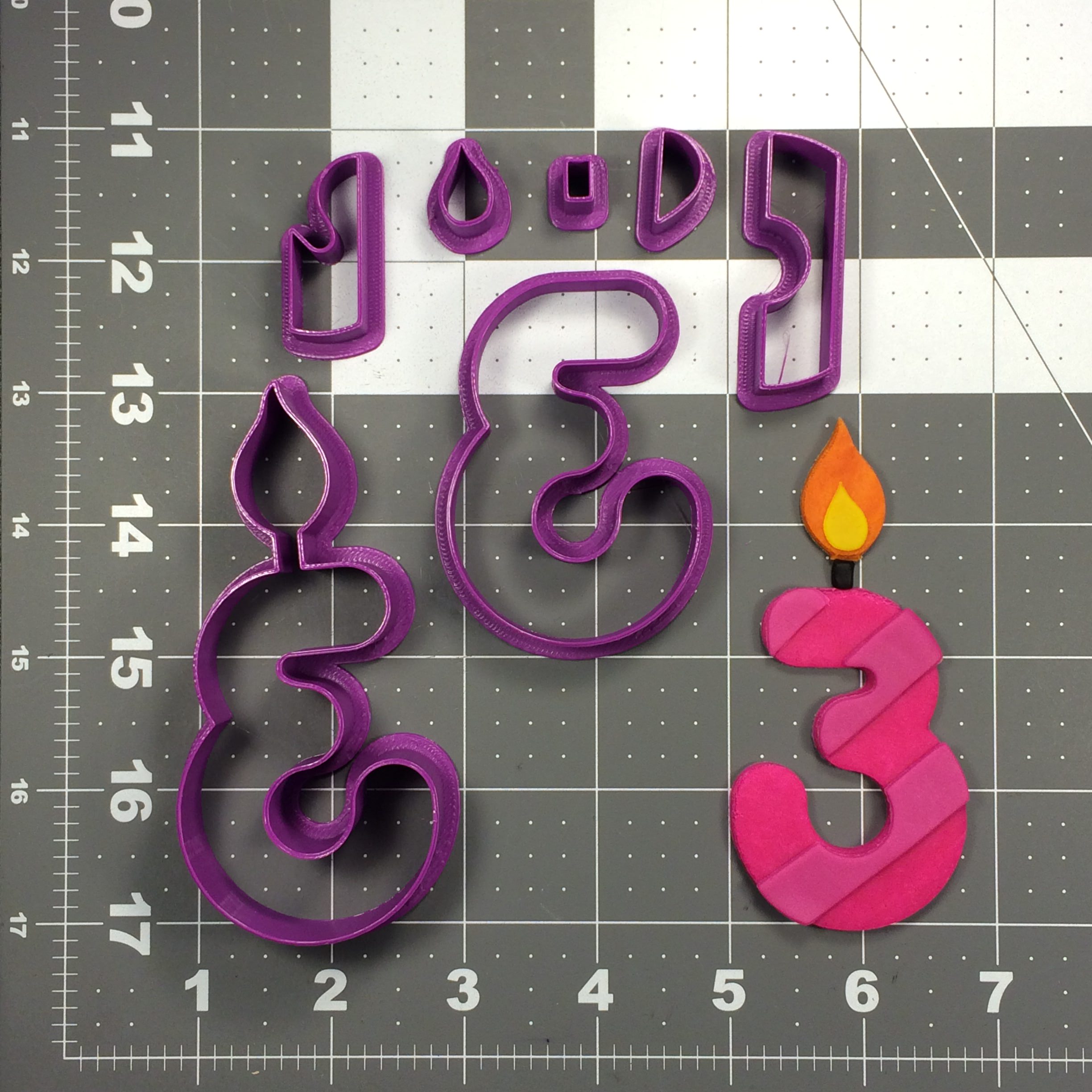 Candle Number 3 Cookie Cutter Set