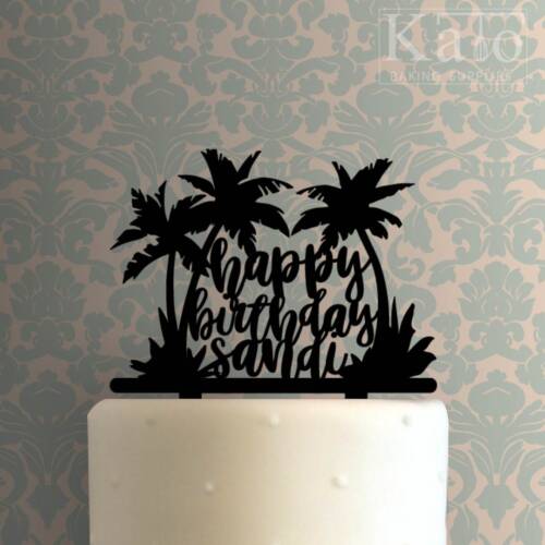 Custom Happy Birthday Palm Trees 225-759 Cake Topper