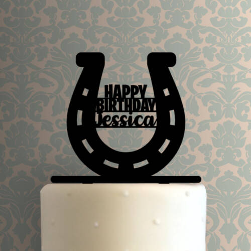 Custom Horseshoe Happy Birthday Name 225-956 Cake Topper