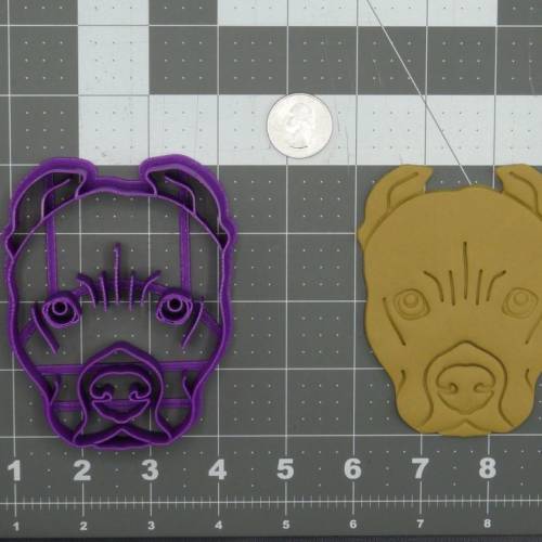 Dog - Pitbull Cropped Ears Head 266-D159 Cookie Cutter 4 inch