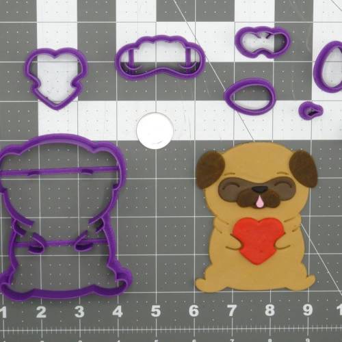 Dog - Pug with Heart Body 266-D398 Cookie Cutter Set 4 inch