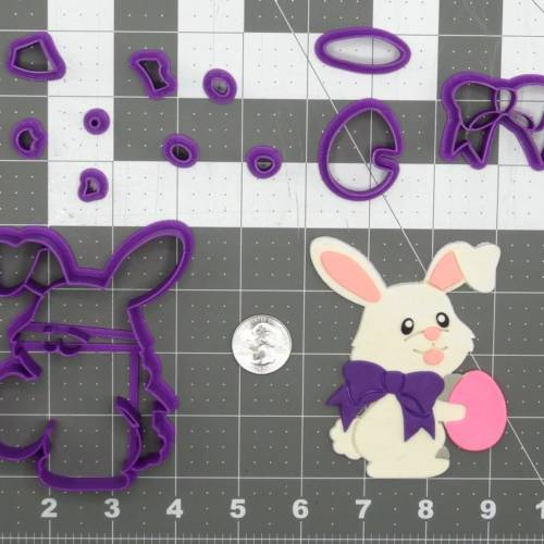 Easter Bunny with Bow and Egg 266-D065 Cookie Cutter Set 4 inch